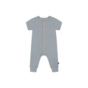 Waffle Cotton Jumpsuit Blue Gray - CaringForTots - Professional Baby and Children's Products | Caring for Growth, Caring for Every Moment* Jumpsuits
