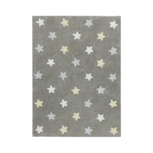 Washable Rug Tricolor Stars Grey - Blue - TRICOLOR STARS - CaringForTots - Professional Baby and Children's Products | Caring for Growth, Caring for Every Moment* Cotton Rugs