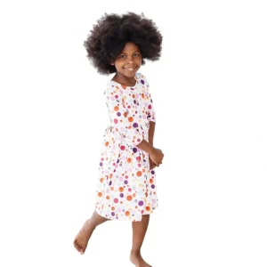 Watercolor Pebbles 3/4 Sleeve Pocket Twirl Dress - CaringForTots - Professional Baby and Children's Products | Caring for Growth, Caring for Every Moment* Dresses - Twirl