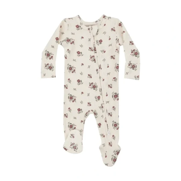 Shop All | 2 Way Zipper Footie - Misty Rose Floral - CaringForTots - Professional Baby and Children's Products | Caring for Growth, Caring for Every Moment