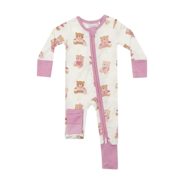 Shop All | 2 Way Zipper Romper - Teddy Bears Pink - CaringForTots - Professional Baby and Children's Products | Caring for Growth, Caring for Every Moment