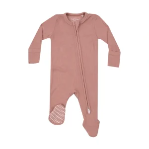 Shop All | 2 Way Zipper Ruffle Back Footie - Solid Cameo Brown - CaringForTots - Professional Baby and Children's Products | Caring for Growth, Caring for Every Moment