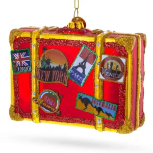 Well-traveled Suitcase - Blown Glass Christmas Ornament - CaringForTots - Professional Baby and Children's Products | Caring for Growth, Caring for Every Moment* Christmas Tree Ornaments