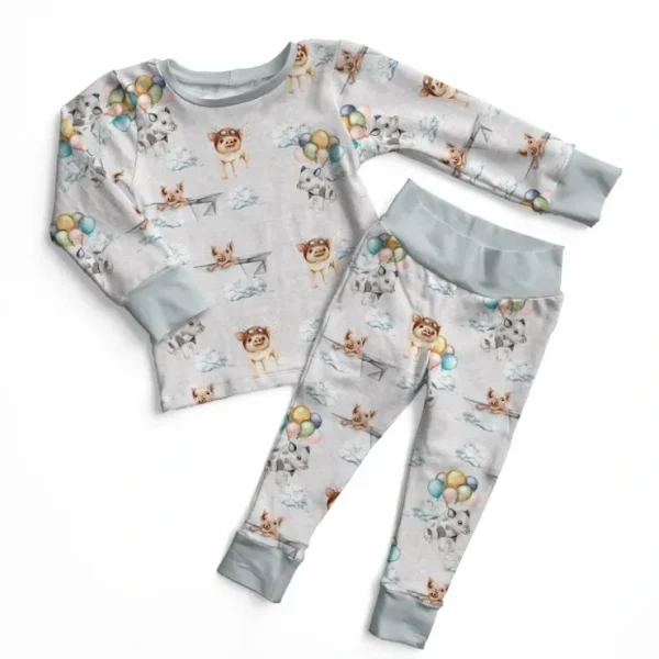 When Pigs Fly Two-Piece Pajama Set - CaringForTots - Professional Baby and Children's Products | Caring for Growth, Caring for Every Moment* Pajamas - Long Set