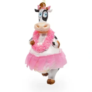 Whimsical Dancing Cow In Pink - Blown Glass Christmas Ornament - CaringForTots - Professional Baby and Children's Products | Caring for Growth, Caring for Every Moment* Christmas Tree Ornaments