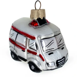 White Ambulance Car Glass Christmas Ornament - CaringForTots - Professional Baby and Children's Products | Caring for Growth, Caring for Every Moment* Christmas Tree Ornaments