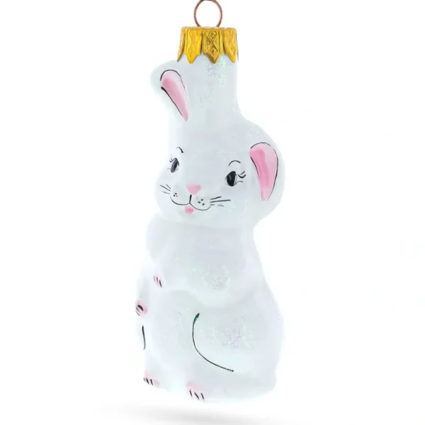 White Bunny Glass Christmas Ornament - CaringForTots - Professional Baby and Children's Products | Caring for Growth, Caring for Every Moment* Christmas Tree Ornaments