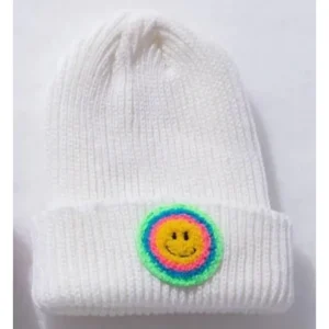Clothing | White Multi Smile Beanie - CaringForTots - Professional Baby and Children's Products | Caring for Growth, Caring for Every Moment