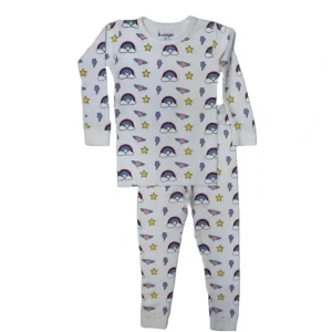 Clothing | White Rainbow Star Thermal Two Piece Pjs - CaringForTots - Professional Baby and Children's Products | Caring for Growth, Caring for Every Moment