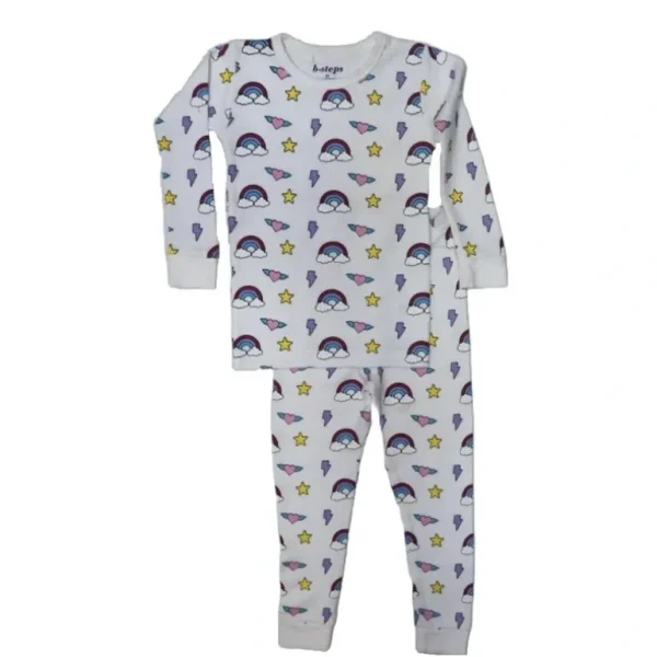 Clothing | White Rainbow Star Thermal Two Piece Pjs - CaringForTots - Professional Baby and Children's Products | Caring for Growth, Caring for Every Moment