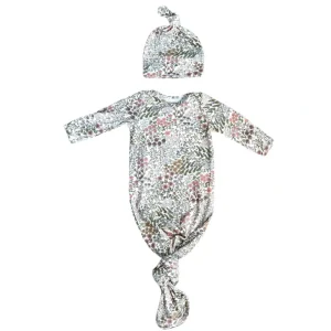 Clothing | Winter Floral Knotted Sleeper Set - CaringForTots - Professional Baby and Children's Products | Caring for Growth, Caring for Every Moment