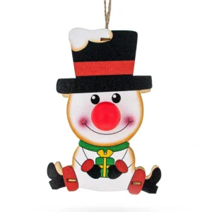 Wooden Snowman Christmas Ornament With Light Up Nose Cutout - CaringForTots - Professional Baby and Children's Products | Caring for Growth, Caring for Every Moment* Christmas Tree Ornaments
