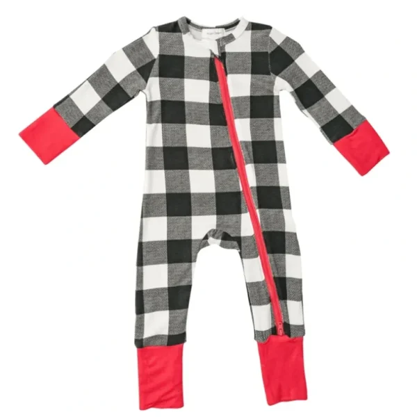 Clothing | Zipper Romper - Buffalo Check - CaringForTots - Professional Baby and Children's Products | Caring for Growth, Caring for Every Moment
